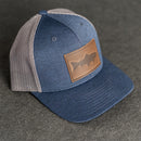 Leather Patch Performance Style Trucker Hat - Fish Stamp