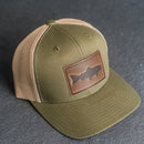Leather Patch Trucker Style Hat - Fish Stamp