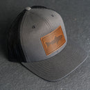 Leather Patch Trucker Style Hat - Fish Stamp