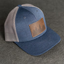 Leather Patch Performance Style Trucker Hat - Pine Tree Ridgeline Stamp