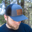 Leather Patch Trucker Style Hat - Pine Tree Ridgeline Stamp
