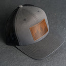 Leather Patch Trucker Style Hat - Pine Tree Ridgeline Stamp