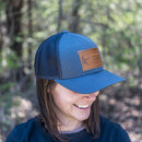 Leather Patch Trucker Style Hat - Texas License Plate Stamp