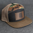 Leather Patch Flat Bill 7 Panel Trucker Hat - Arizona Stamp