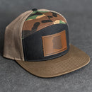 Leather Patch Flat Bill 7 Panel Trucker Hat - Arizona Stamp