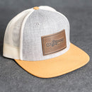 Leather Patch Flat Bill Trucker Hat - Ox & Pine Logo Stamp