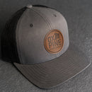 Leather Patch Trucker Style Hat - Ox & Pine Stamp - Circle