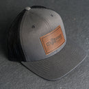 Leather Patch Trucker Style Hat - Ox & Pine Logo