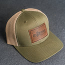 Leather Patch Trucker Style Hat - Ox & Pine Logo