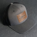 Leather Patch Trucker Style Hat - Ox & Pine Logo