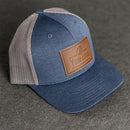 Your Logo on a Leather Patch Performance Style Trucker Hat