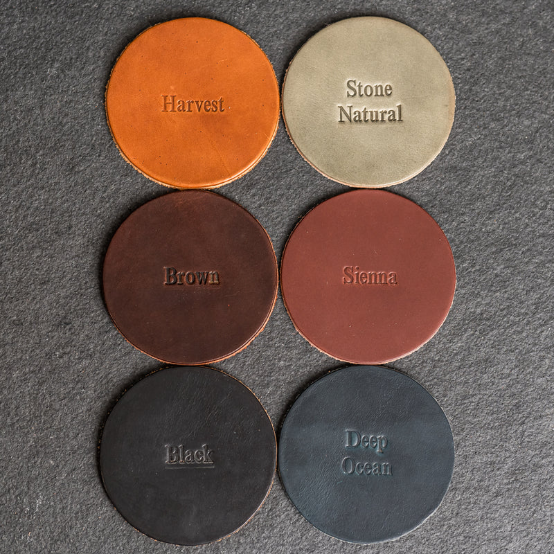 Personalized Leather Circle Keychain - Thick Leather