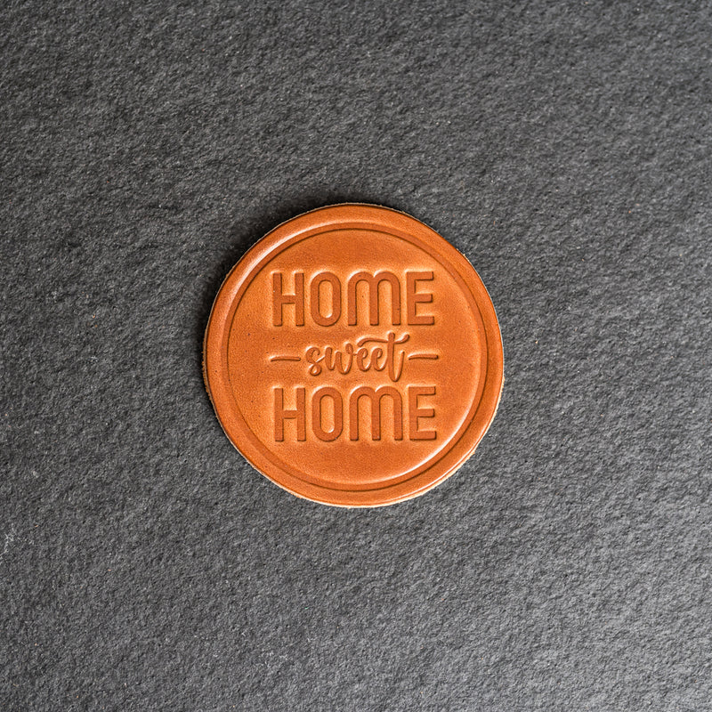 Home Sweet Home Leather Coasters - 4" Round - Sold individually or as a Set of 4