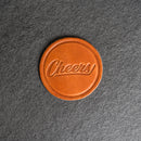 Cheers Leather Coasters - 4" Round - Sold individually or as a Set of 4