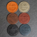 Texas Leather Coasters - 4" Round - Sold individually or as a Set of 4