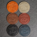 Coffee Lover Leather Coasters - 4" Round - Sold individually or as a Set of 4
