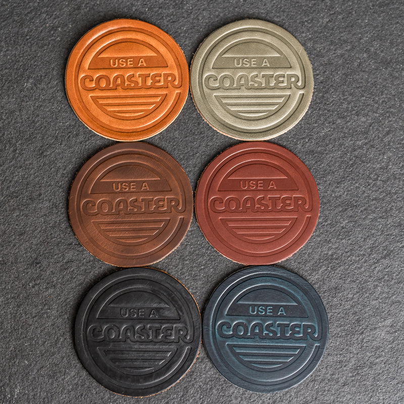 Use a Coaster Leather Coasters - 4" Round - Sold individually or as a Set of 4