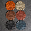Drink Responsibly Means Don't Spill Leather Coasters - 4" Round - Sold individually or as a Set of 4