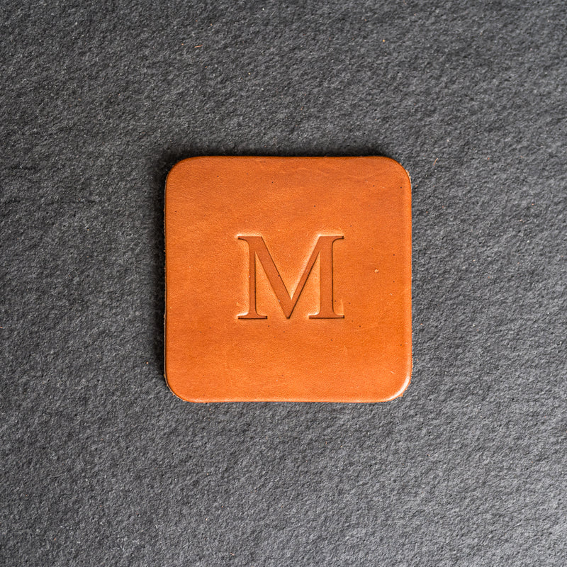 Personalized Leather Coasters -  Individual or Set of 4