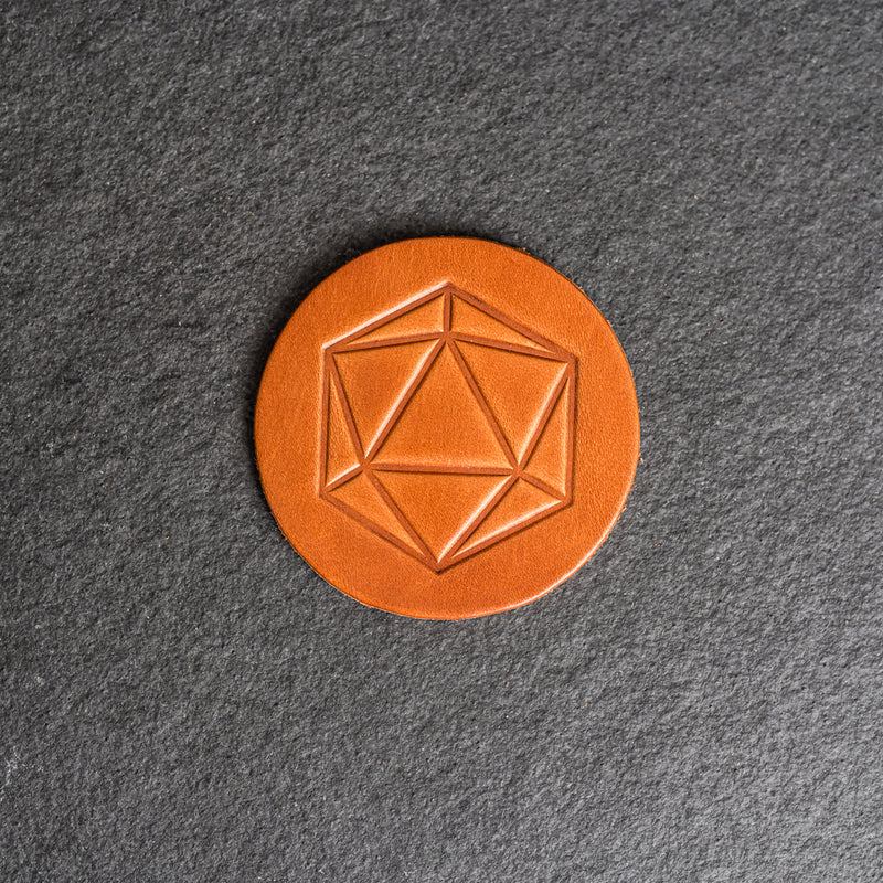 D20 Symbol Leather Coasters - Individual or Set of 4