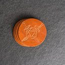 D20 with Swords Symbol Leather Coasters - Individual or Set of 4
