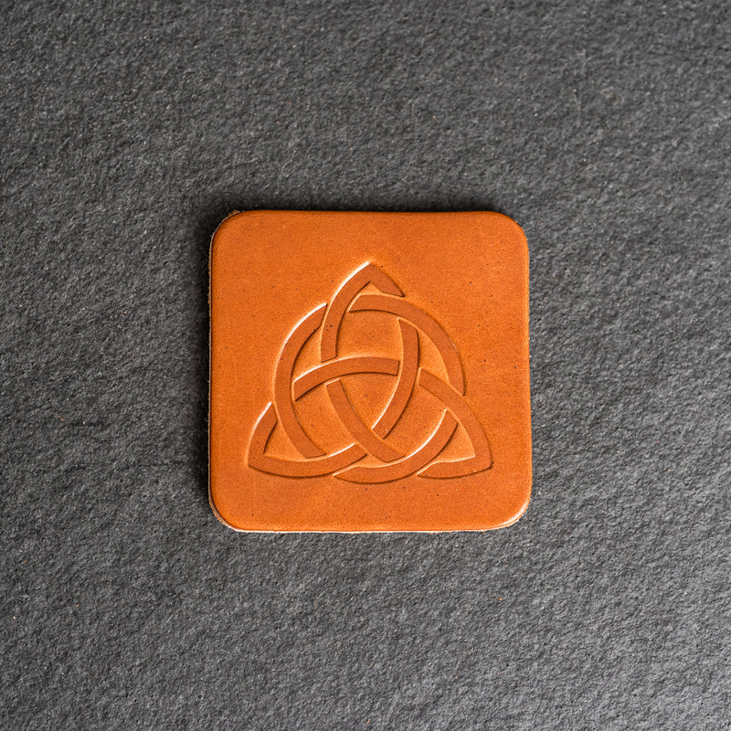 Celtic Knot Symbol Leather Coasters - Individual or Set of 4
