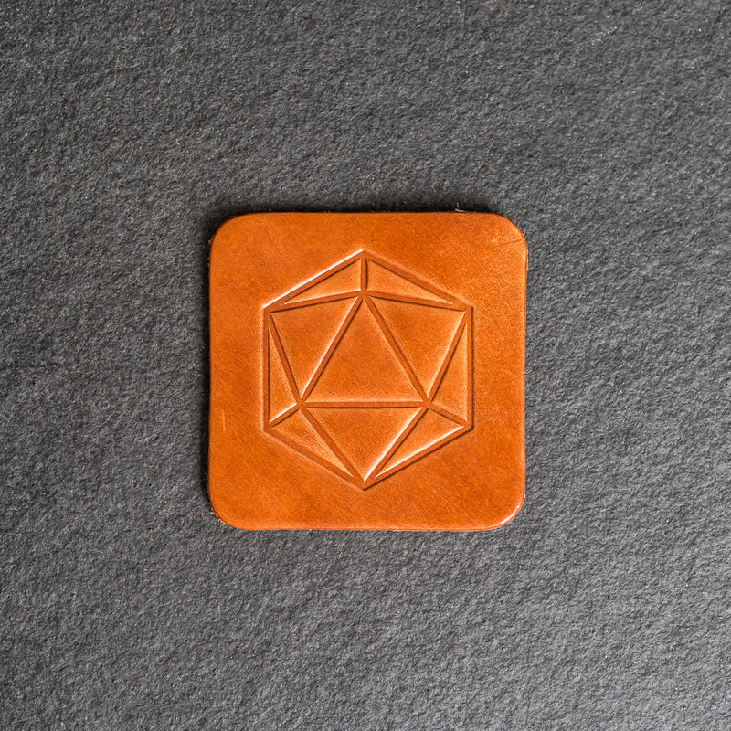 D20 Symbol Leather Coasters - Individual or Set of 4
