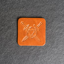 D20 with Swords Symbol Leather Coasters - Individual or Set of 4