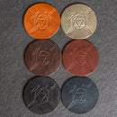D20 with Swords Symbol Leather Coasters - Individual or Set of 4