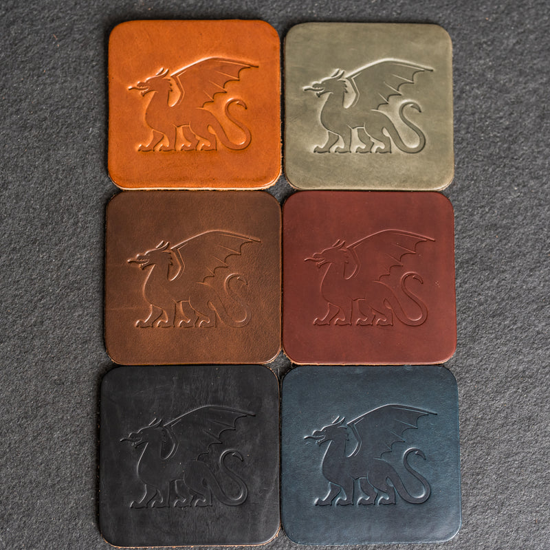 Dragon Symbol Leather Coasters - Individual or Set of 4