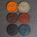 D20 Symbol Leather Coasters - Individual or Set of 4