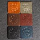 D20 Symbol Leather Coasters - Individual or Set of 4