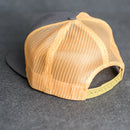 Leather Patch Flat Bill 7 Panel Trucker Hat - Circle Patch - Floral Stamp