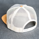 Leather Patch Flat Bill Trucker Hat - Circle Patch - Fish Stamp