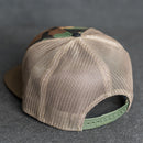 Leather Patch Flat Bill 7 Panel Trucker Hat - Circle Patch - Floral Stamp