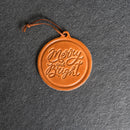 Merry & Bright Circle Shape Leather Christmas Ornament | Stocking Tags