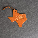Y'all Texas Shape Leather Christmas Ornament | Stocking Tags