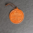 Merry Christmas Circle Shape Leather Christmas Ornament | Stocking Tags