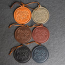 Merry & Bright Circle Shape Leather Christmas Ornament | Stocking Tags