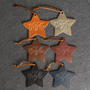 All is Bright Star Shape Leather Christmas Ornament | Stocking Tags