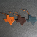 Personalized Leather Christmas Ornament - Texas Shape | Stocking Tags