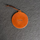 Personalized Circle Shape Leather Christmas Ornament | Stocking Tags
