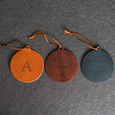 Personalized Circle Shape Leather Christmas Ornament | Stocking Tags