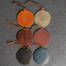 Personalized Circle Shape Leather Christmas Ornament | Stocking Tags