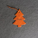 Personalized Leather Christmas Ornament - Pine Tree Shape | Stocking Tags