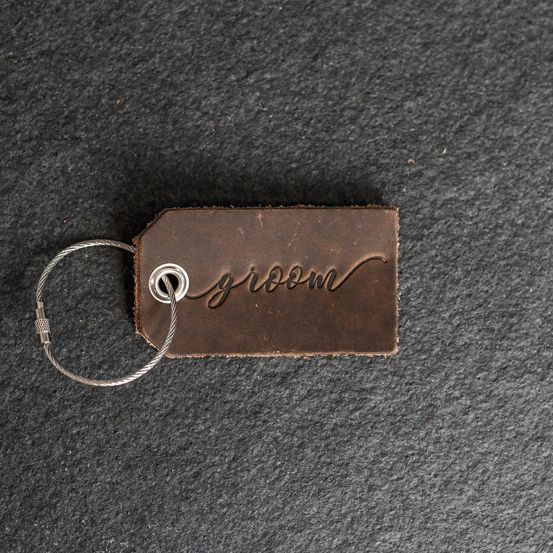 Set of Bride and Groom Stamped Leather Luggage Tags