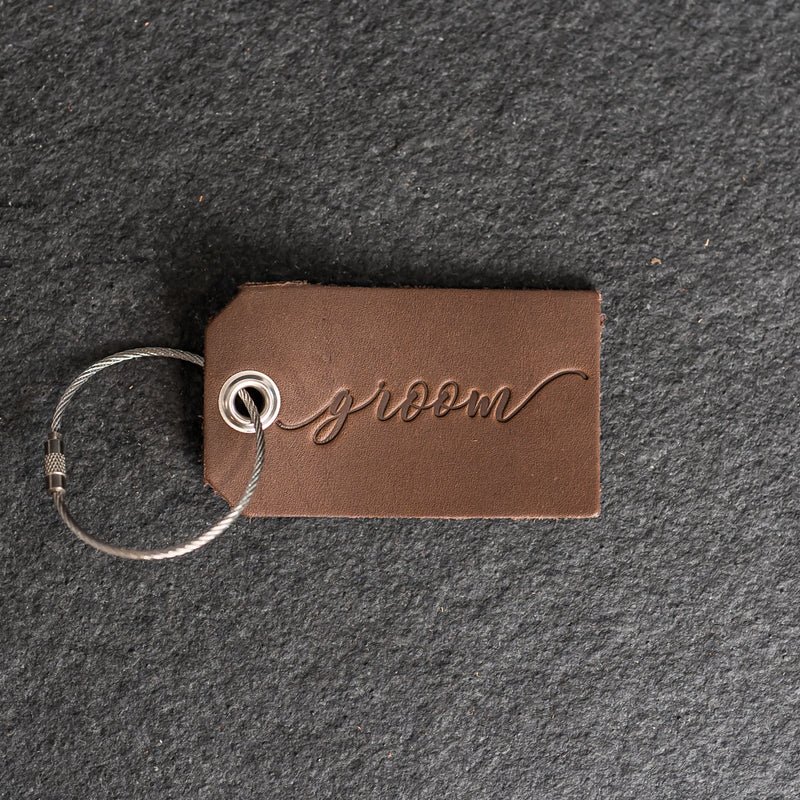 Set of Bride and Groom Stamped Leather Luggage Tags