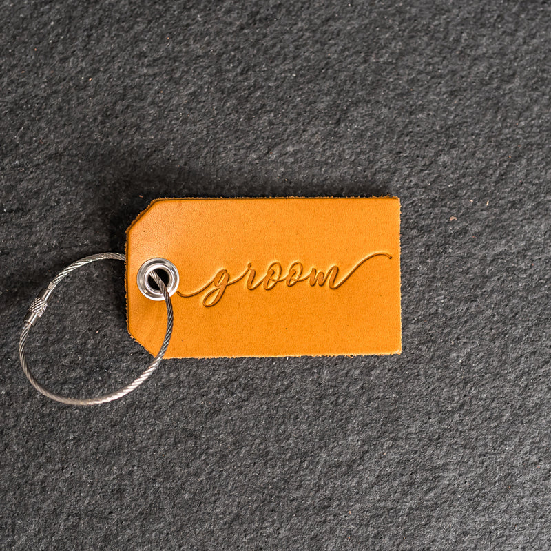 Set of Bride and Groom Stamped Leather Luggage Tags