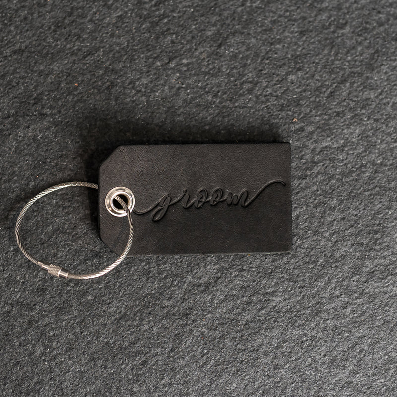 Set of Bride and Groom Stamped Leather Luggage Tags