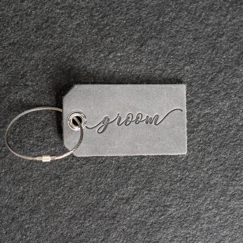 Set of Bride and Groom Stamped Leather Luggage Tags
